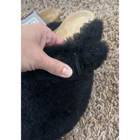 Birkenstock Papillion Black Shearling Cork Wedge Clog Mule EU 38 US 7 Wm’s NWT - Picture 11 of 12